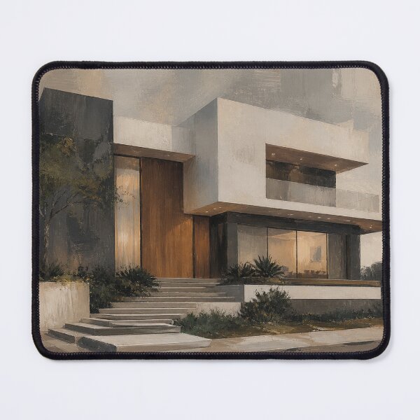 Item preview, Modern Minimalist House Painting – Contemporary Architecture Wall Art in Neutral Tones designed and sold by DrizzyV.
