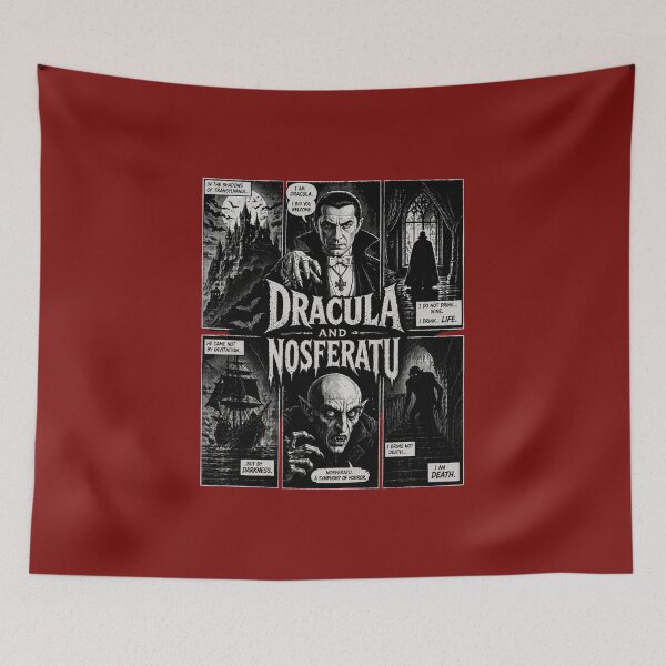 Item preview, Dracula and Nosferatu Shirt | Vintage Horror Comic Tee | Gothic Vampire Classic Film Design designed and sold by TheClockOutClub.