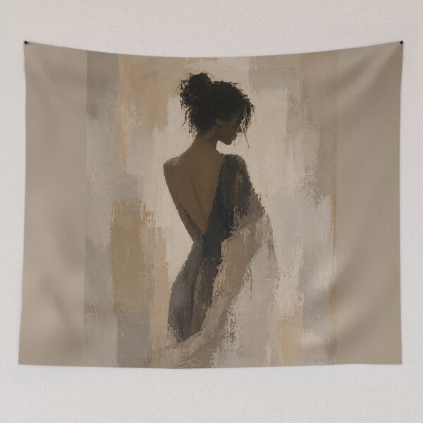 Item preview, Elegant Woman Silhouette Painting – Minimalist Feminine Art in Soft Neutral Colors designed and sold by DrizzyV.