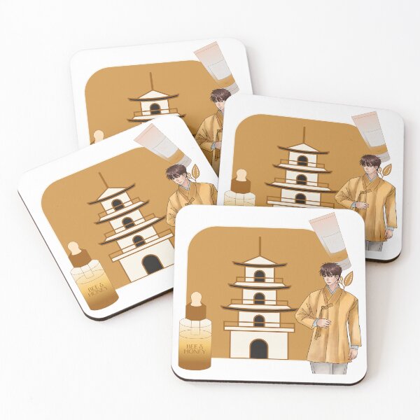 Item preview, Korean Man in Yellow Hanbok & Pagoda designed and sold by Kanniax.