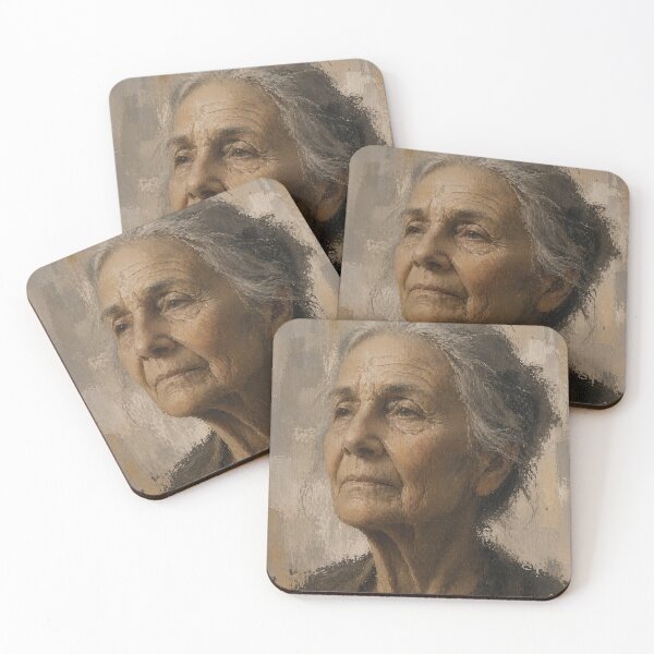 Item preview, Wise Elderly Woman Portrait – Emotional Oil Style Face Painting designed and sold by DrizzyV.