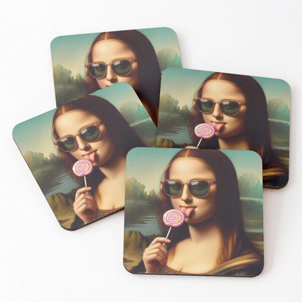 Item preview, Mona Lisa with Lollipop Da Vinci painting Gioconda parody designed and sold by ArtUnova.