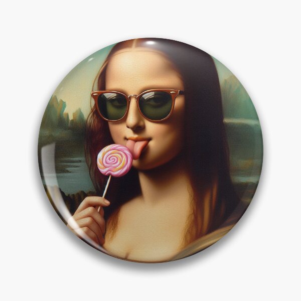 Artikelvorschau, Mona Lisa mit Lollipop (Da Vinci-Gemälde, Parodie auf die Gioconda) entworfen und verkauft von ArtUnova.