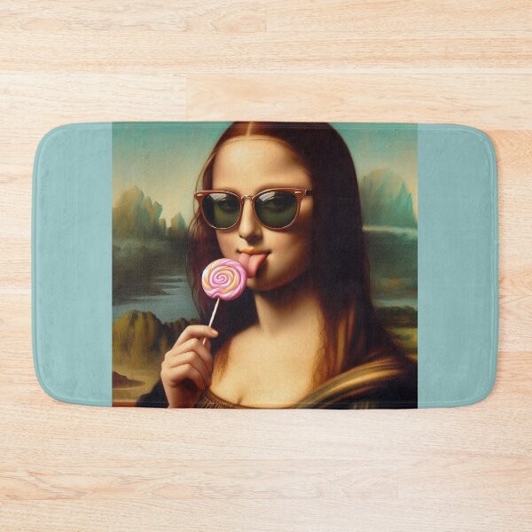 Item preview, Mona Lisa with Lollipop Da Vinci painting Gioconda parody designed and sold by ArtUnova.