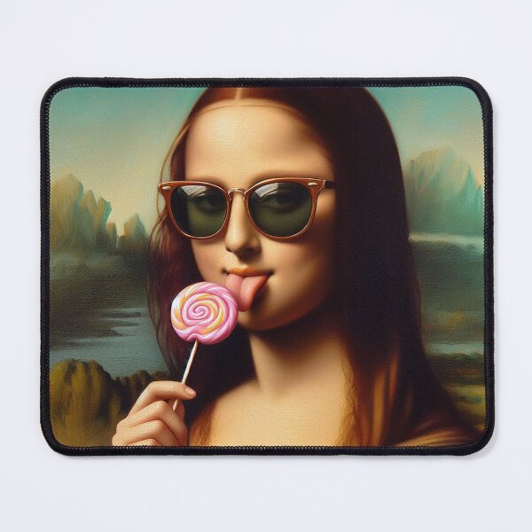 Item preview, Mona Lisa with Lollipop Da Vinci painting Gioconda parody designed and sold by ArtUnova.