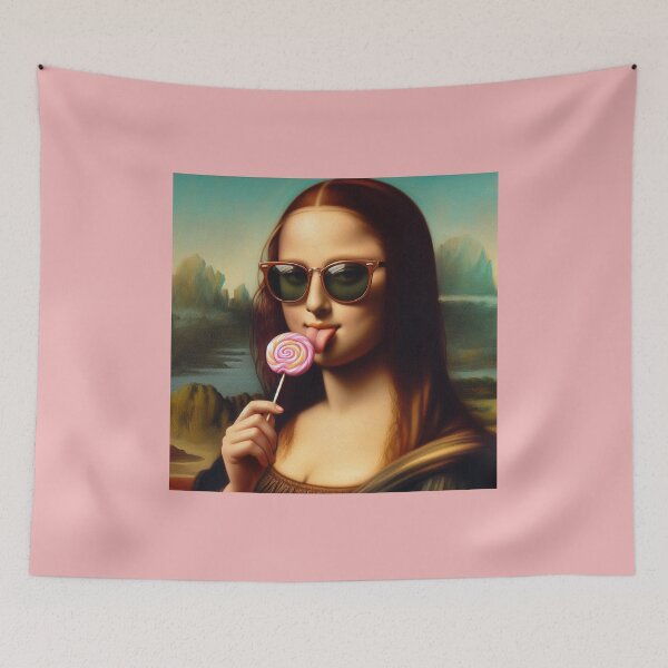Item preview, Mona Lisa with Lollipop Da Vinci painting Gioconda parody designed and sold by ArtUnova.