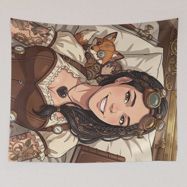 Item preview, Steampunk Anime Girl with Mechanical Fox designed and sold by Vyxorea.