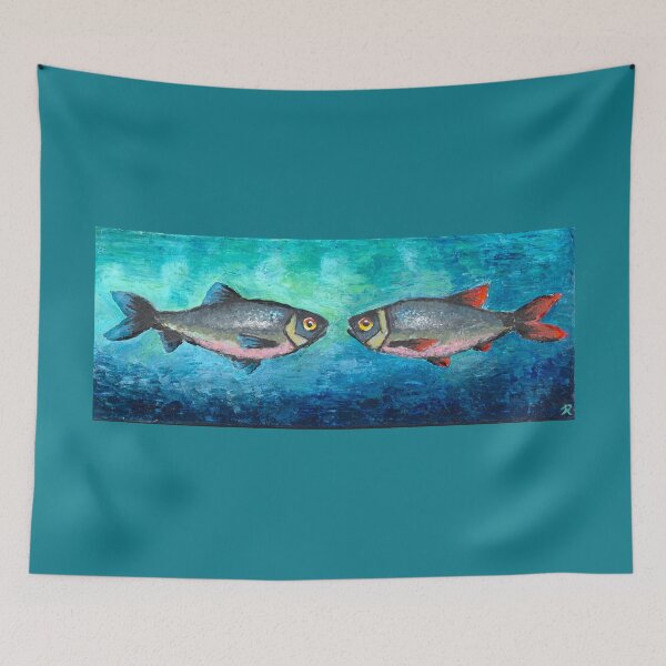 Item preview, Fish Dialogue Painting – Colorful Impressionist Fish Art Print designed and sold by IrinaRammos-Art.