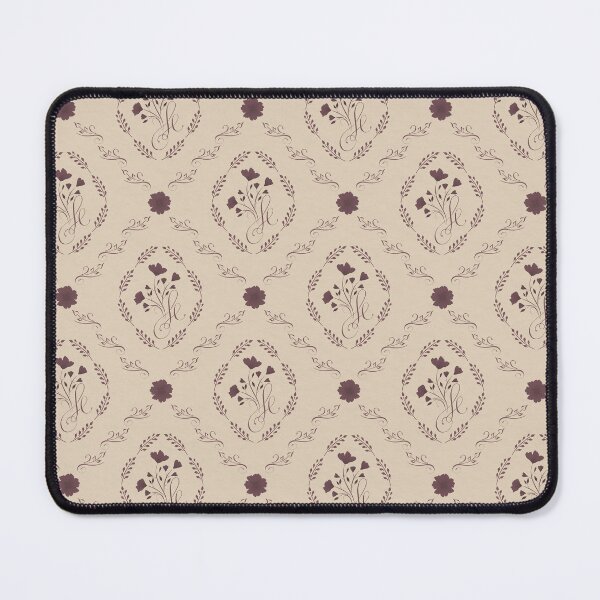 Item preview, romantic damask with cottagecore floral wreath designed and sold by Designs by christel_treiber.
