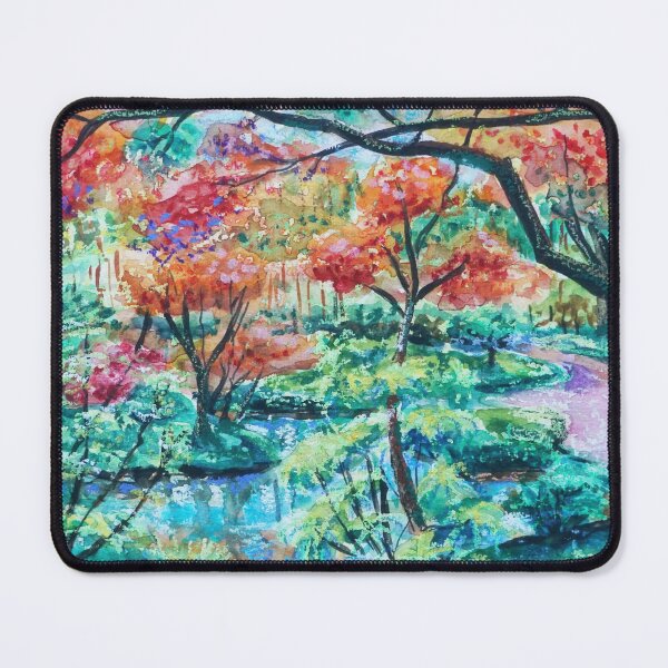 Item preview, Japanese Garden magic - Painting – Colorful Impressionist Landscape Art Print designed and sold by IrinaRammos-Art.