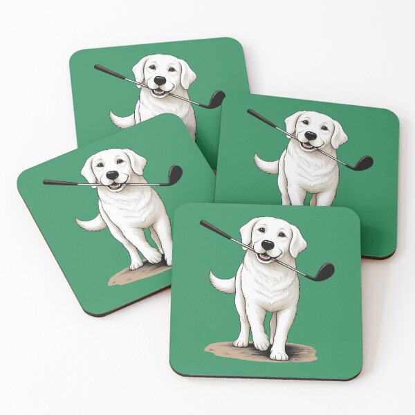 Item preview, White Labrador Golf Dog with Club – Funny Golfer Puppy Art designed and sold by donwillisjrart.