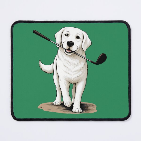 Item preview, White Labrador Golf Dog with Club – Funny Golfer Puppy Art designed and sold by donwillisjrart.