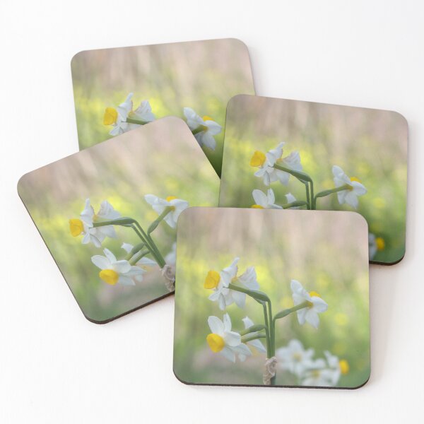 Item preview, White and Yellow Daffodil Cluster in Soft Green Spring Meadow With Shallow Depth of Field designed and sold by Nmallia.