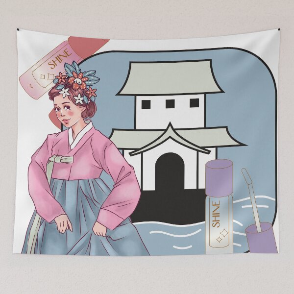Item preview, Pink Hanbok Lady & Korean Palace designed and sold by Kanniax.