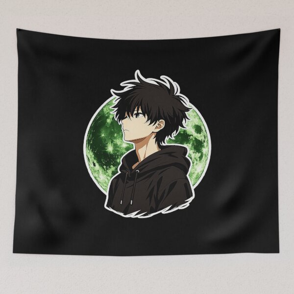 Item preview, Anime Boy Green Moon Aesthetic – Minimalist designed and sold by YamiSociety.