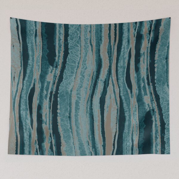 Item preview, Abstract Teal Green Blue Taupe Agate Stripes designed and sold by jocelynsart.