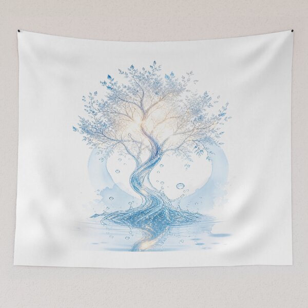 Item preview, Ethereal Water Light Tree Design | Unique Fantasy Nature Artwork designed and sold by Sticleg.