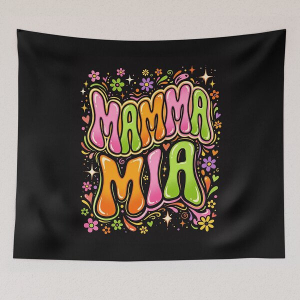 Item preview, Mamma Mia Retro Groovy Floral Typography Design designed and sold by New Art.