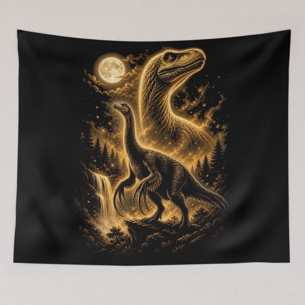 Item preview, Therizinosaurus Moonlight Glow Dinosaur Aesthetic Golden Claws Fantasy Night Art designed and sold by Syrupulse.