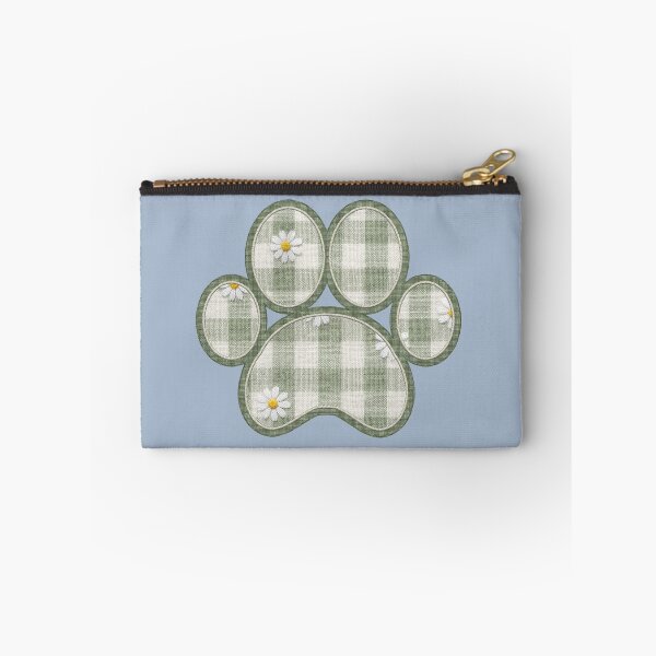 Item preview, Sage Green Checkered Paw Print Patch - Gingham Daisy Dog Mom Applique designed and sold by thelexiverse.