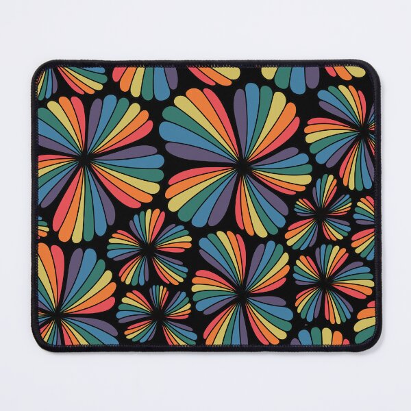 Item preview, Rainbow Bloom Pattern Black | Retro Colorful Flower | Groovy Floral Repeat designed and sold by aliciawarddesign.