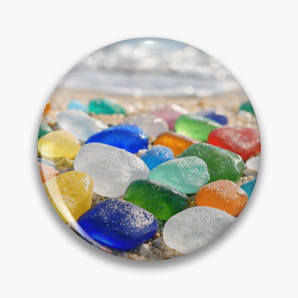 Item preview, Colorful Sea Glass Stones on a Sandy Beach designed and sold by Twisted Oak Gifts.