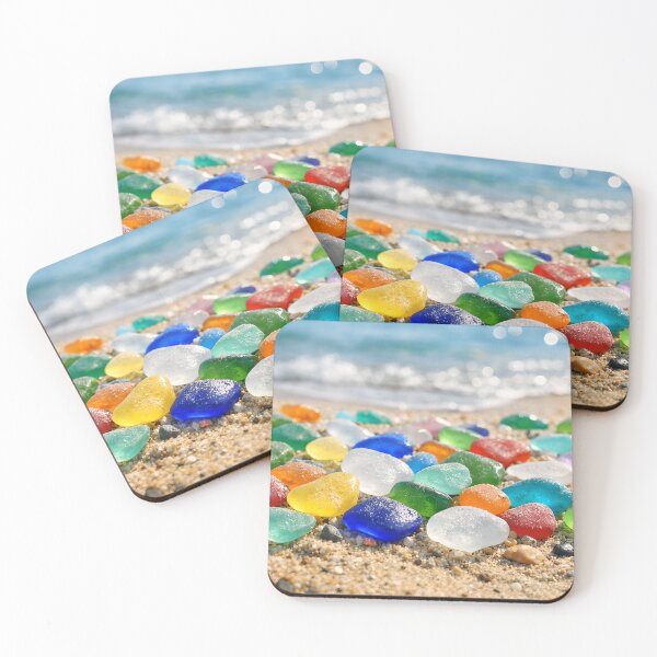 Item preview, Colorful Sea Glass Stones on a Sandy Beach designed and sold by Twisted Oak Gifts.