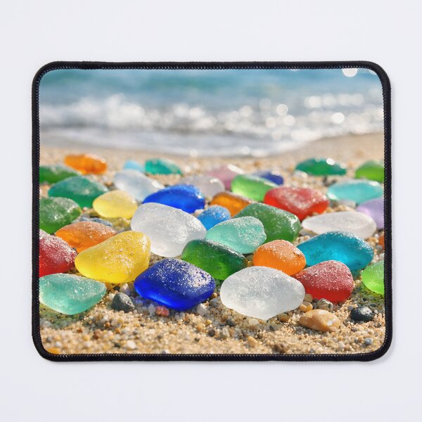 Item preview, Colorful Sea Glass Stones on a Sandy Beach designed and sold by Twisted Oak Gifts.