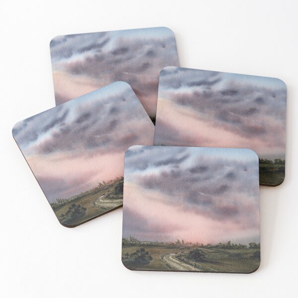 Item preview, Winding Country Road at Sunset – Pastoral Landscape Painting designed and sold by Tsveti_watercolors.