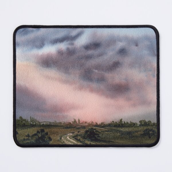 Item preview, Winding Country Road at Sunset – Pastoral Landscape Painting designed and sold by Tsveti_watercolors.