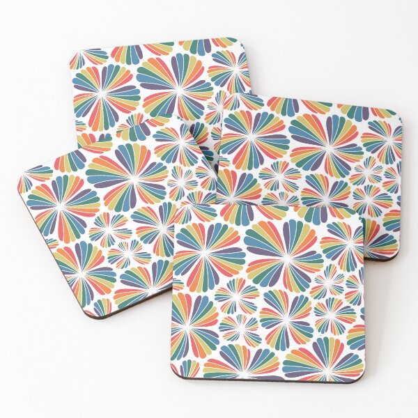 Item preview, Rainbow Bloom Pattern White | Retro Colorful Flower | Groovy Floral Repeat designed and sold by aliciawarddesign.