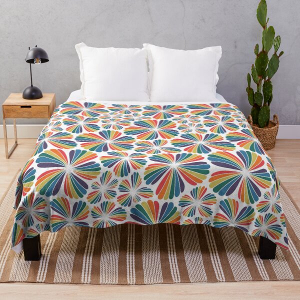 Item preview, Rainbow Bloom Pattern White | Retro Colorful Flower | Groovy Floral Repeat designed and sold by aliciawarddesign.