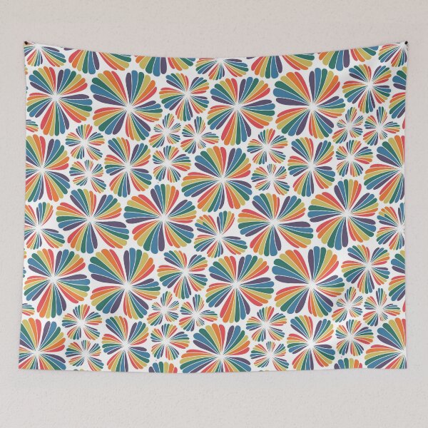 Item preview, Rainbow Bloom Pattern White | Retro Colorful Flower | Groovy Floral Repeat designed and sold by aliciawarddesign.