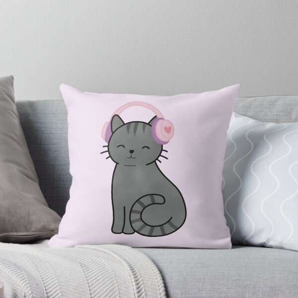 Item preview, Cute Black Cat with Pink Headphones designed and sold by winterpumpkin.