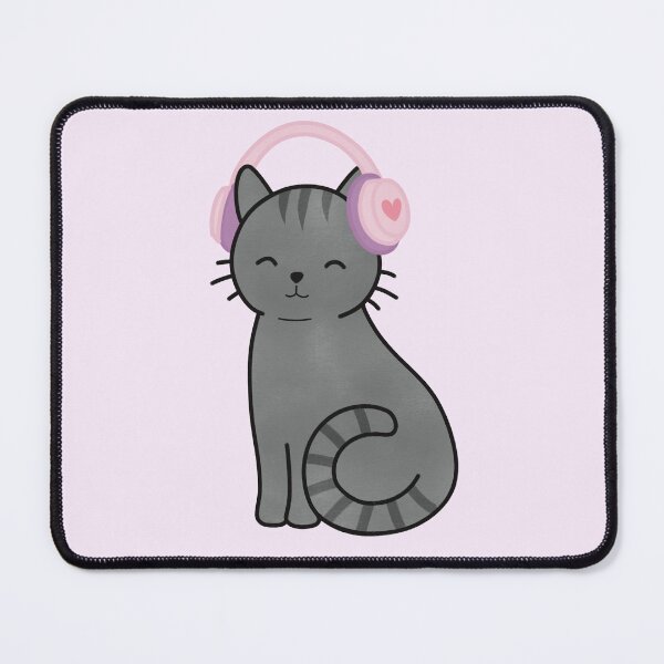 Item preview, Cute Black Cat with Pink Headphones designed and sold by winterpumpkin.