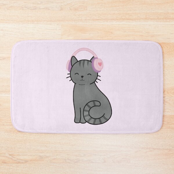 Item preview, Cute Black Cat with Pink Headphones designed and sold by winterpumpkin.