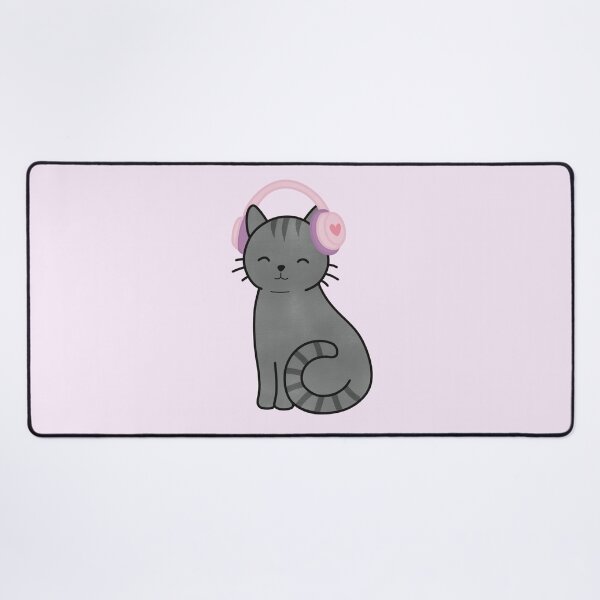 Item preview, Cute Black Cat with Pink Headphones designed and sold by winterpumpkin.