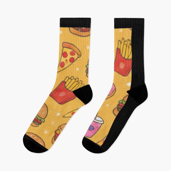 Item preview, Cute Fast Food Pattern Burger Pizza Donut Fries Kawaii Seamless Pattern Yellow Aesthetic designed and sold by WellN.