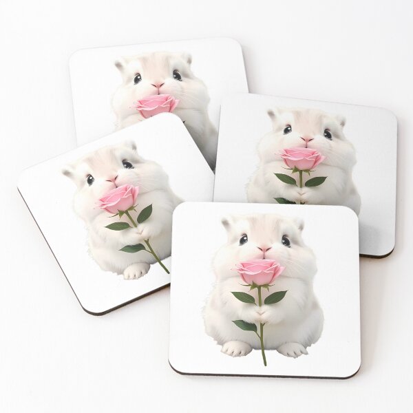 Item preview, Cute Fluffy Hamster with a Pink Rose - Sweet Mouse with Flower Illustration designed and sold by lovelistivkaa.