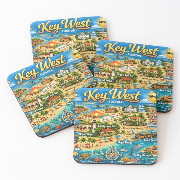 Item preview, Illustrated Map of Key West Florida designed and sold by Twisted Oak Gifts.