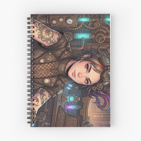 Item preview, Steampunk Machinist with Colorful Hair in Engine Room designed and sold by Vyxorea.
