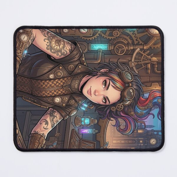 Item preview, Steampunk Machinist with Colorful Hair in Engine Room designed and sold by Vyxorea.