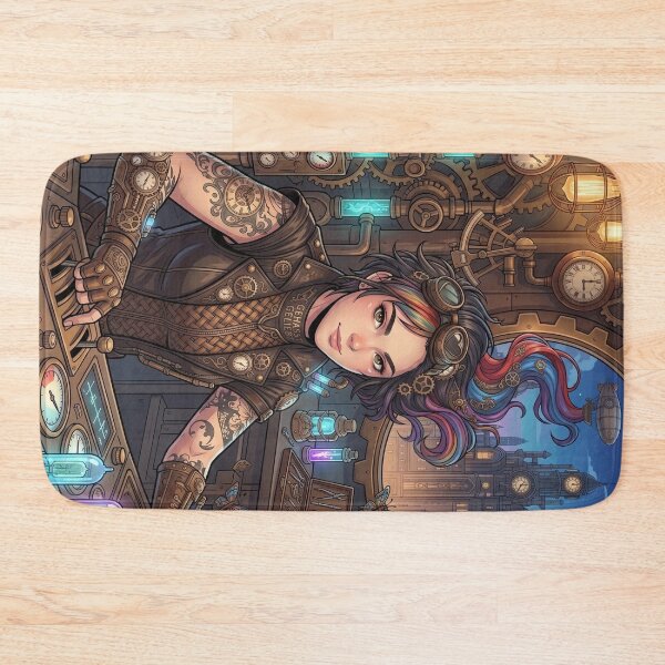 Item preview, Steampunk Machinist with Colorful Hair in Engine Room designed and sold by Vyxorea.