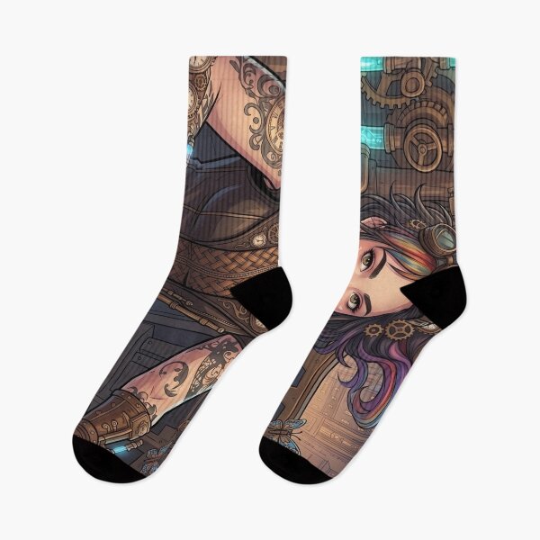 Item preview, Steampunk Machinist with Colorful Hair in Engine Room designed and sold by Vyxorea.