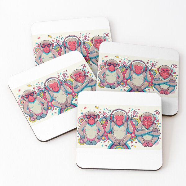 Item preview, See Hear Speak No Evil - Modern Japanese Snow Monkeys designed and sold by Kokeshidreams.