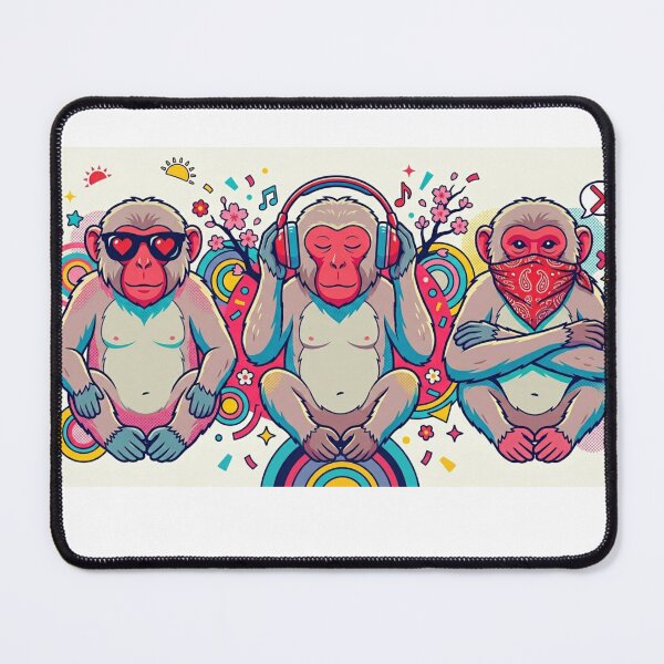 Item preview, See Hear Speak No Evil - Modern Japanese Snow Monkeys designed and sold by Kokeshidreams.