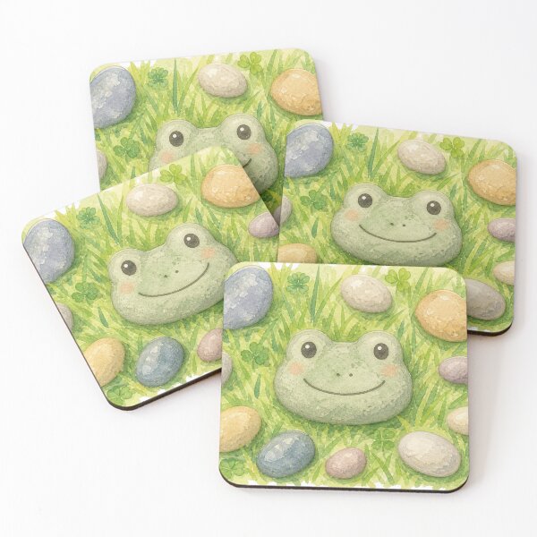 Item preview, Cute Frog Stone Watercolor designed and sold by pompom123.