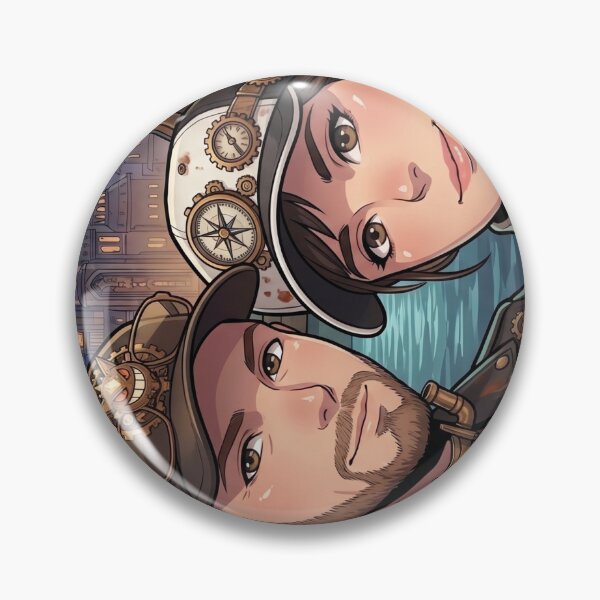 Item preview, Steampunk Couple Selfie in front of Machine City designed and sold by Vyxorea.