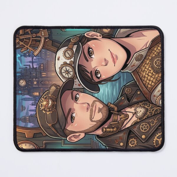 Item preview, Steampunk Couple Selfie in front of Machine City designed and sold by Vyxorea.