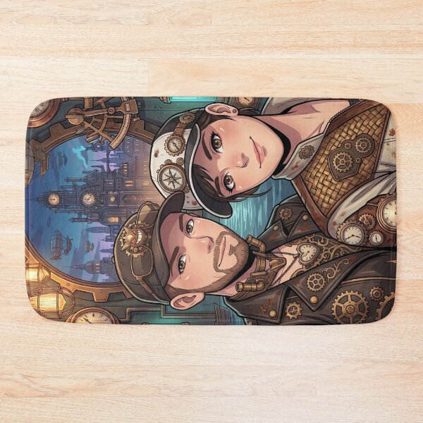 Item preview, Steampunk Couple Selfie in front of Machine City designed and sold by Vyxorea.